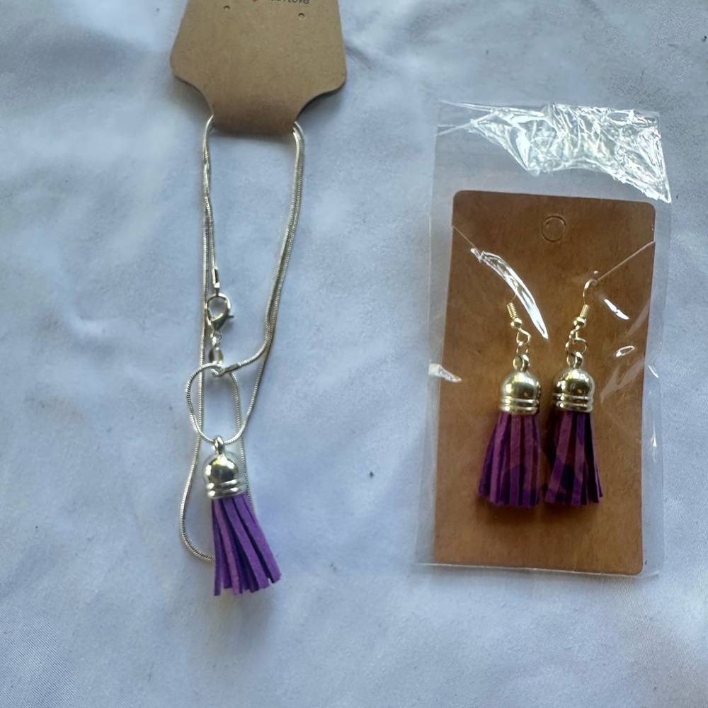 Purple Tassel Jewelry Set